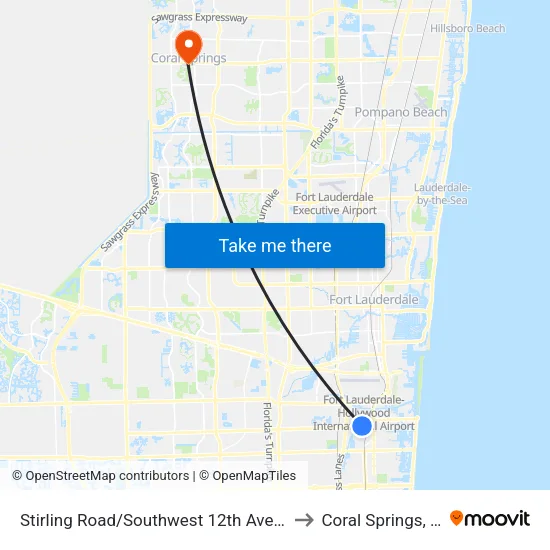 Stirling Road/Southwest 12th Avenue to Coral Springs, FL map