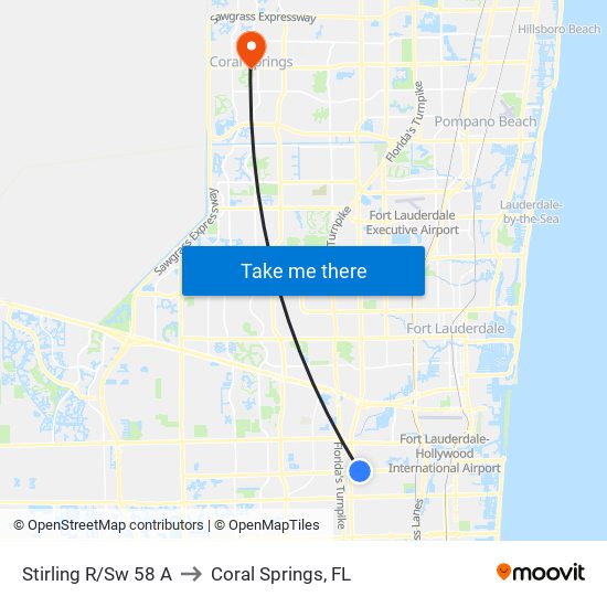 Stirling R/Sw 58 A to Coral Springs, FL map