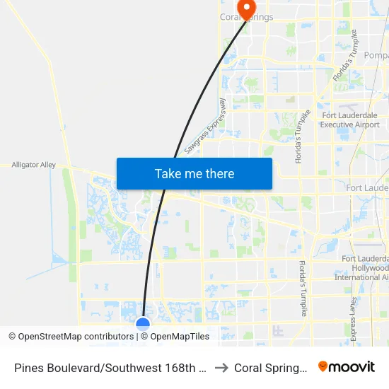 Pines Boulevard/Southwest 168th Avenue to Coral Springs, FL map