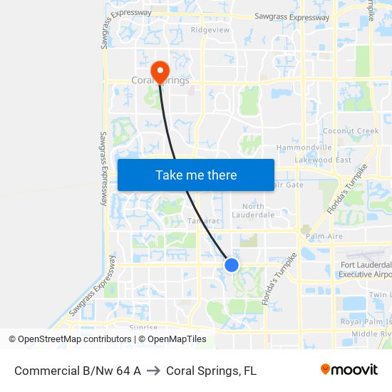 Commercial B/Nw 64 A to Coral Springs, FL map