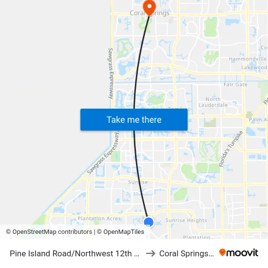 Pine Island Road/Northwest 12th Street to Coral Springs, FL map