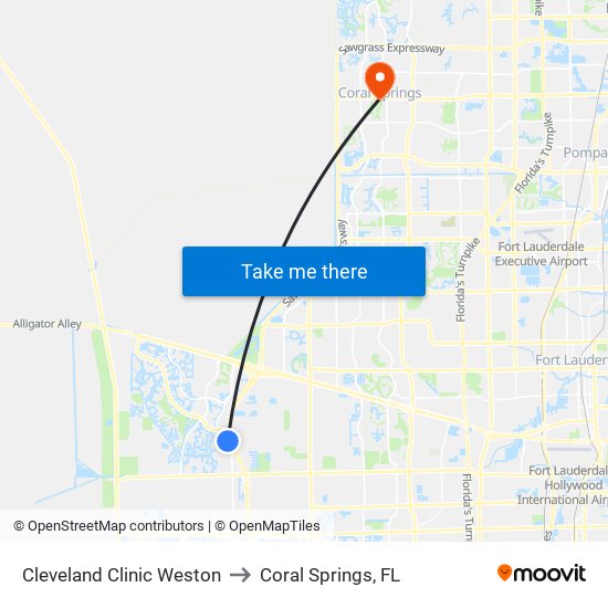 CLEVELAND CLINIC WESTON to Coral Springs, FL map