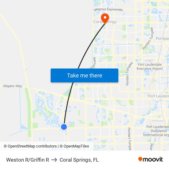 WESTON R/GRIFFIN R to Coral Springs, FL map