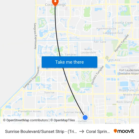 Sunrise Boulevard/Sunset Strip - (Tri-City Plaza) to Coral Springs, FL map