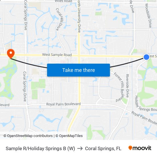 SAMPLE R/HOLIDAY SPRINGS B (W) to Coral Springs, FL map