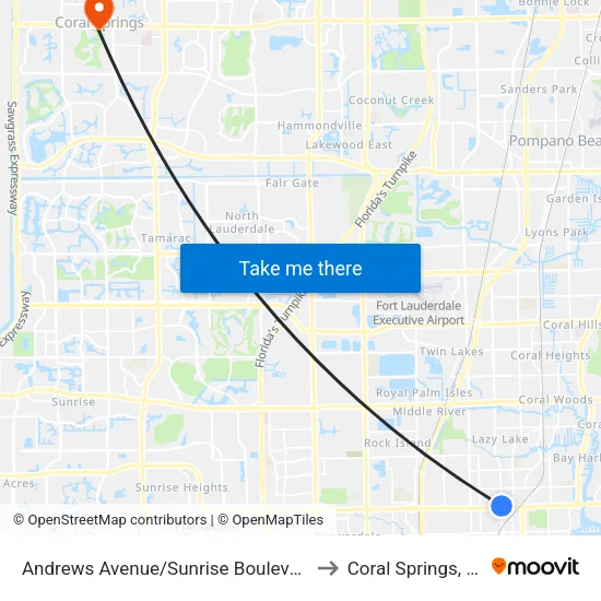 Andrews Avenue/Sunrise Boulevard to Coral Springs, FL map