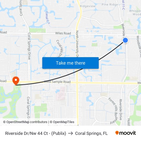 Riverside Dr/Nw 44 Ct - (Publix) to Coral Springs, FL map