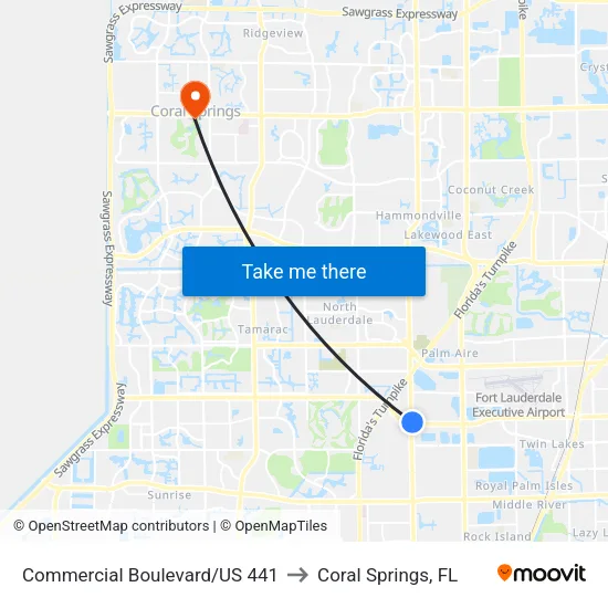 Commercial Boulevard/US 441 to Coral Springs, FL map