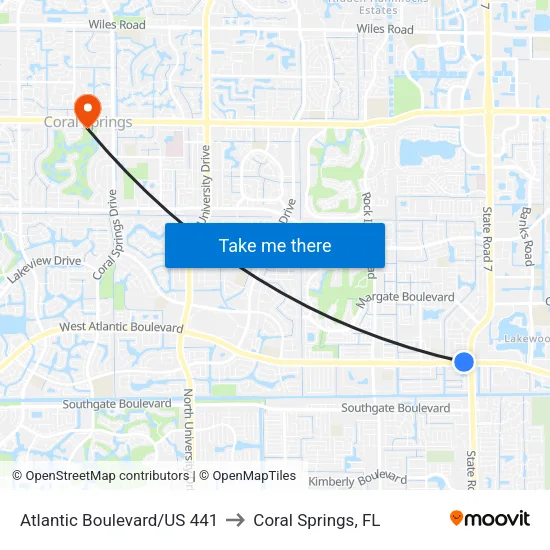 Atlantic Boulevard/US 441 to Coral Springs, FL map