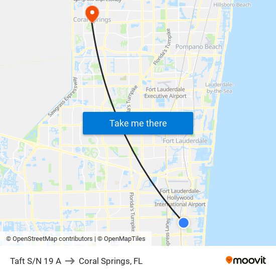 Taft S/N 19 A to Coral Springs, FL map