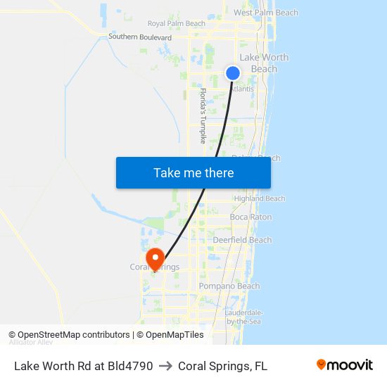 Lake Worth Rd at Bld4790 to Coral Springs, FL map