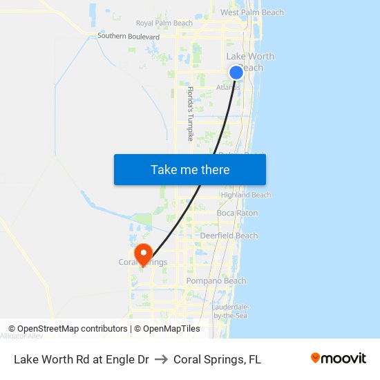 LAKE WORTH RD at ENGLE DR to Coral Springs, FL map