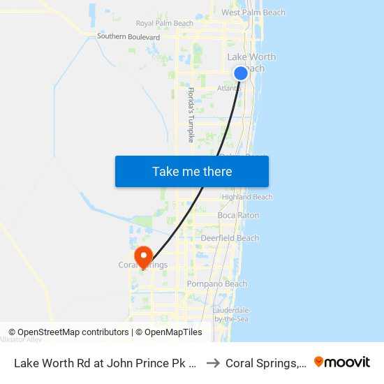 Lake Worth Rd at John Prince Pk Ent2 to Coral Springs, FL map