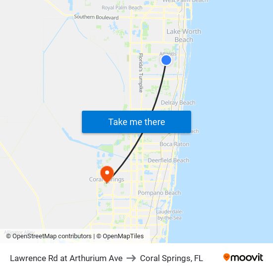 Lawrence Rd at  Arthurium Ave to Coral Springs, FL map