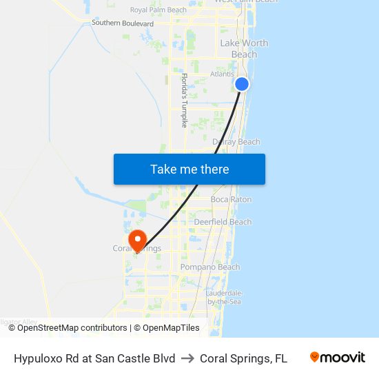 Hypuloxo Rd at San Castle Blvd to Coral Springs, FL map