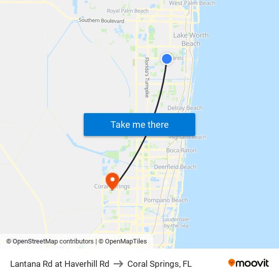 LANTANA RD at  HAVERHILL RD to Coral Springs, FL map