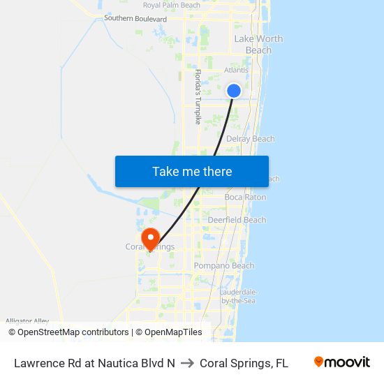 Lawrence Rd at  Nautica Blvd N to Coral Springs, FL map