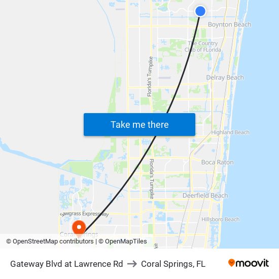 Gateway Blvd at  Lawrence Rd to Coral Springs, FL map