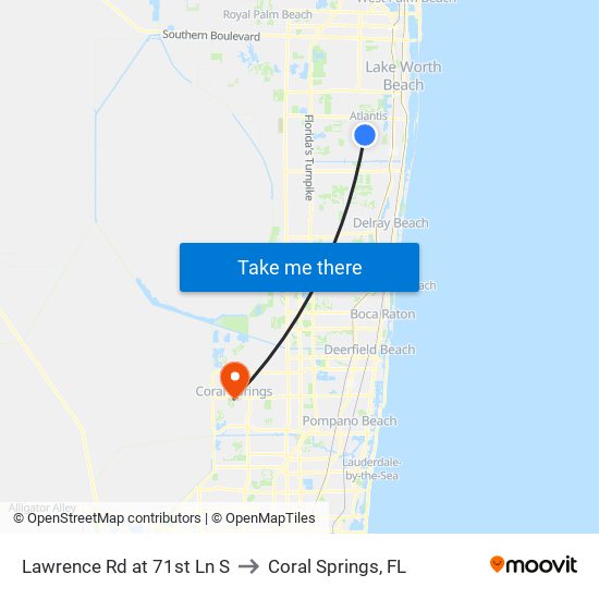 Lawrence Rd at  71st Ln S to Coral Springs, FL map