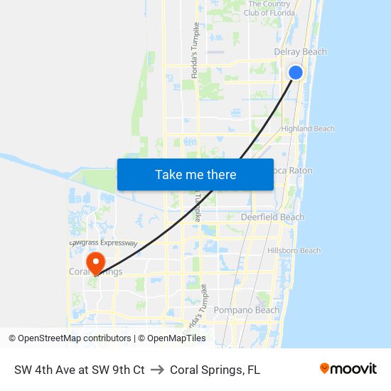 SW 4th Ave at  SW 9th Ct to Coral Springs, FL map