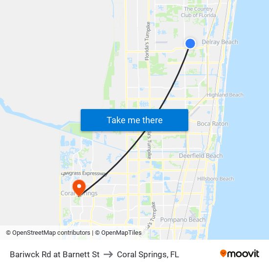 Bariwck Rd at  Barnett St to Coral Springs, FL map