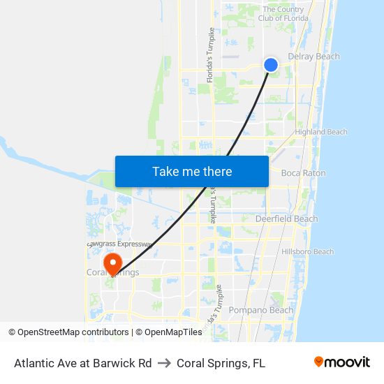 Atlantic Ave at  Barwick Rd to Coral Springs, FL map