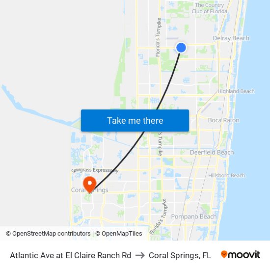 Atlantic Ave at  El Claire Ranch Rd to Coral Springs, FL map