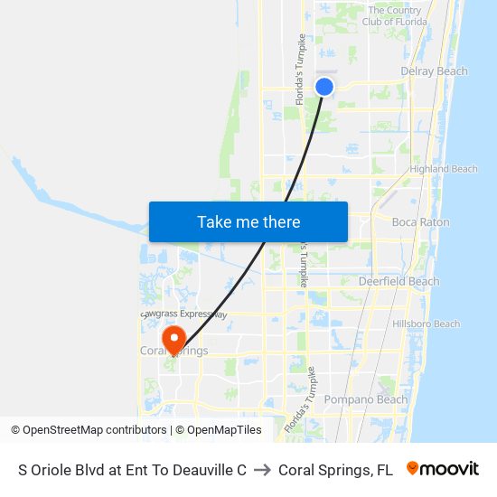 S ORIOLE BLVD at  ENT TO DEAUVILLE C to Coral Springs, FL map