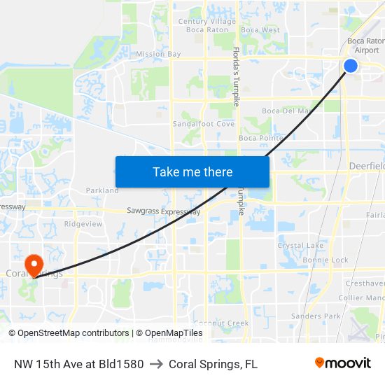 NW 15TH AVE at BLD1580 to Coral Springs, FL map