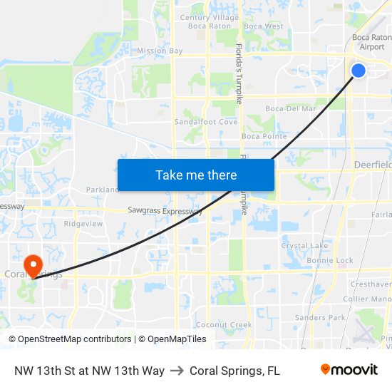 NW 13th St at  NW 13th Way to Coral Springs, FL map