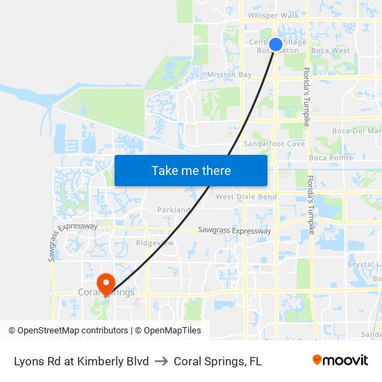 Lyons Rd at  Kimberly Blvd to Coral Springs, FL map