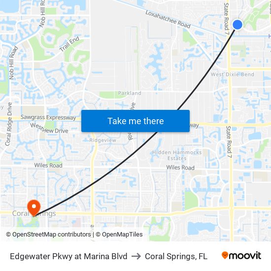 EDGEWATER PKWY at  MARINA BLVD to Coral Springs, FL map