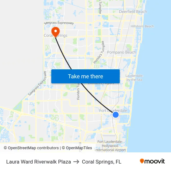 Laura Ward Riverwalk Plaza to Coral Springs, FL map
