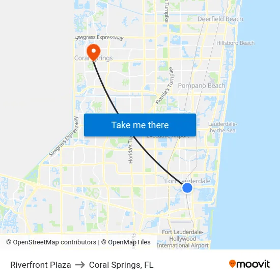 Riverfront Plaza to Coral Springs, FL map