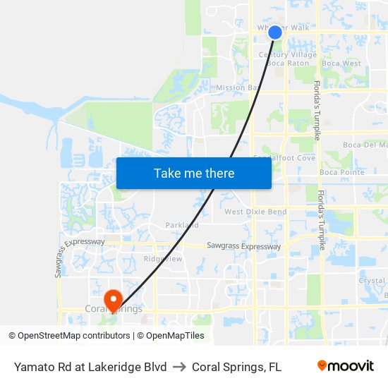 YAMATO RD at LAKERIDGE BLVD to Coral Springs, FL map