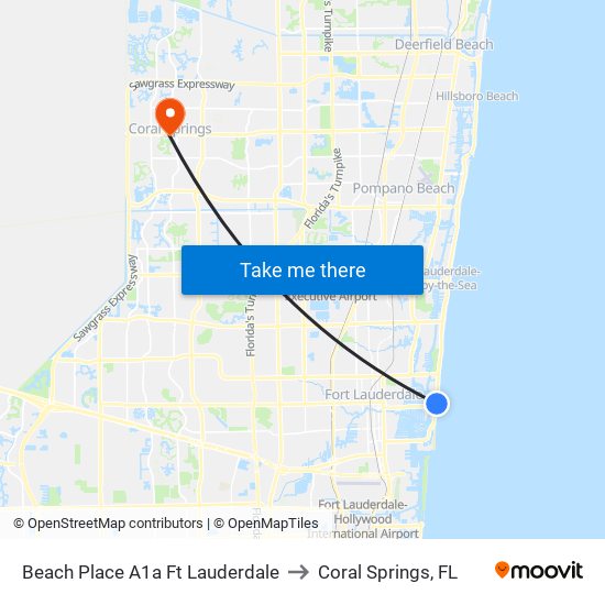 Beach Place A1a Ft Lauderdale to Coral Springs, FL map