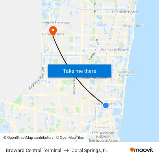 Broward Central Terminal to Coral Springs, FL map