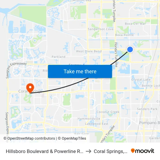 Hillsboro Boulevard & Powerline Road to Coral Springs, FL map