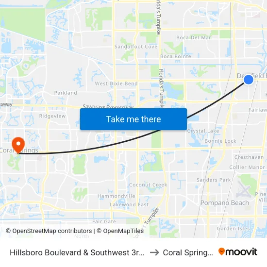 Hillsboro Boulevard & Southwest 3rd Avenue to Coral Springs, FL map