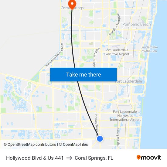 Hollywood Blvd & Us 441 to Coral Springs, FL map