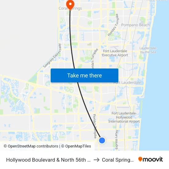 Hollywood Boulevard & North 56th Avenue to Coral Springs, FL map