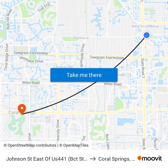 Johnson St East Of Us441 (Bct Stop) to Coral Springs, FL map