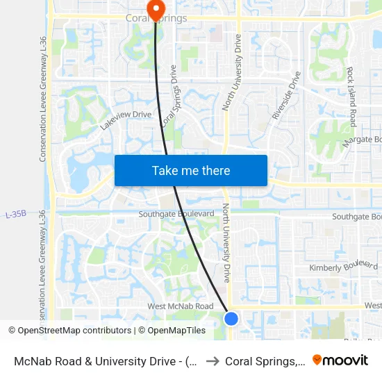 McNab Road & University Drive - (CVS) to Coral Springs, FL map