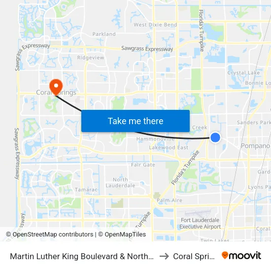 Martin Luther King Boulevard & Northwest 27th Avenue to Coral Springs, FL map