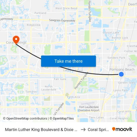 Martin Luther King Boulevard & Dixie Highway Pompano to Coral Springs, FL map