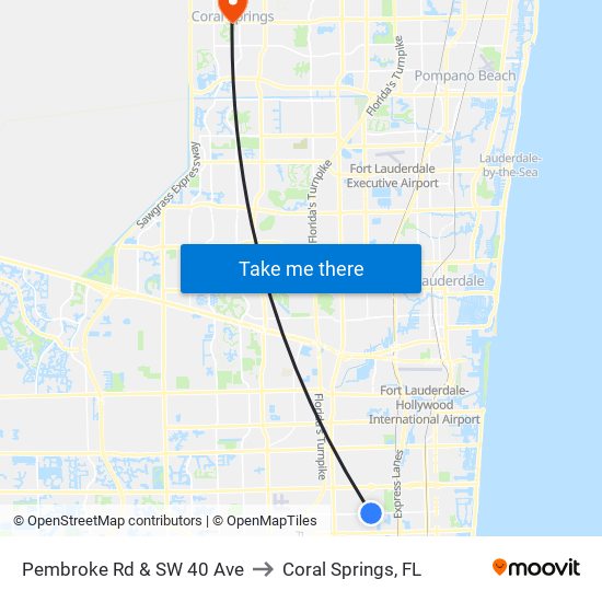 Pembroke Rd & SW 40 Ave to Coral Springs, FL map