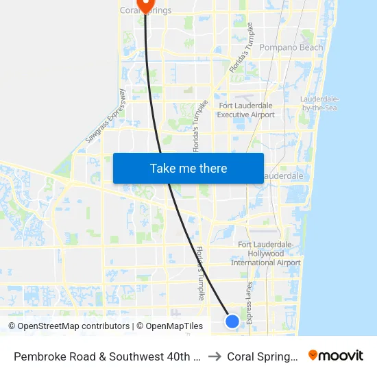 Pembroke Road & Southwest 40th Avenue to Coral Springs, FL map