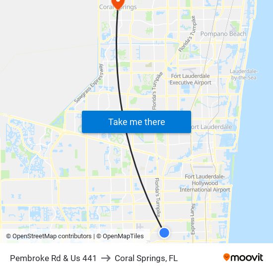 Pembroke Rd & Us 441 to Coral Springs, FL map