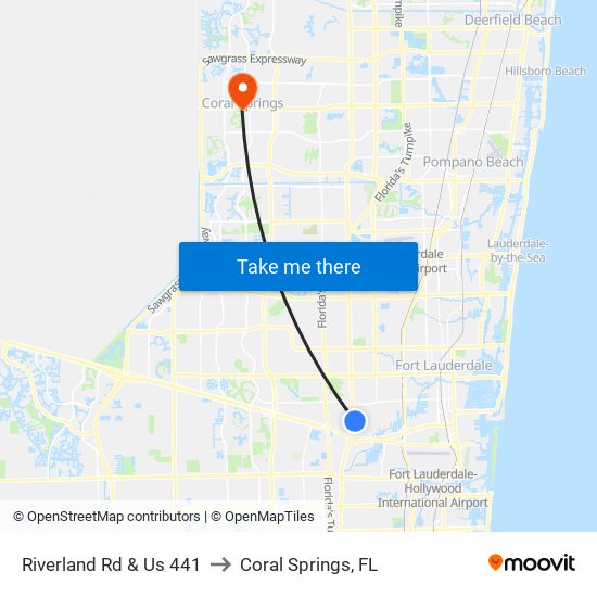 Riverland Rd & Us 441 to Coral Springs, FL map