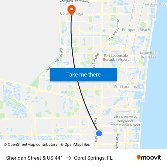 Sheridan Street & US 441 to Coral Springs, FL map